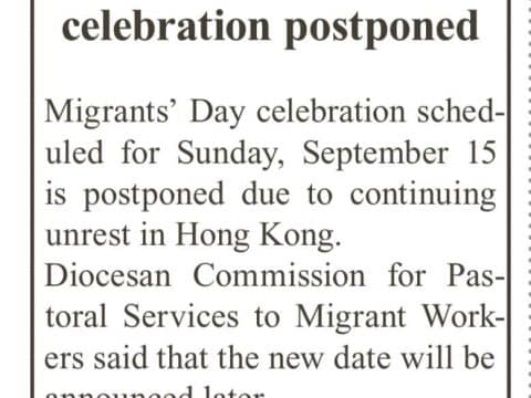Migrant’s Day postponed