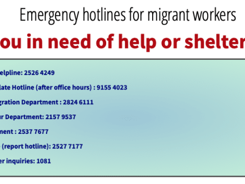 Emergency hotline for migrant workers