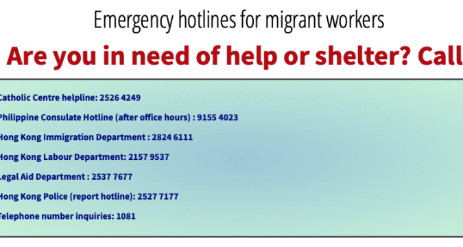 Emergency hotline for migrant workers