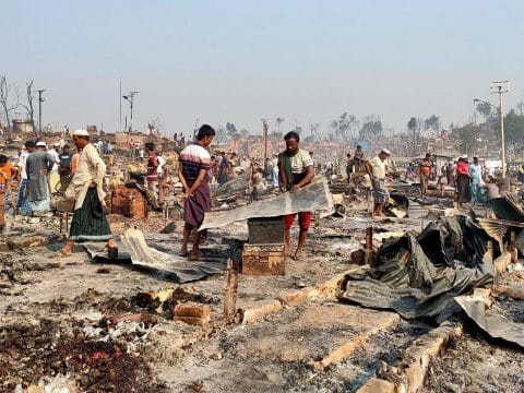Caritas says people safe after fire at Rohingya refugee camp