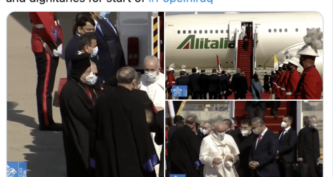 Pope Francis arrives in Iraq