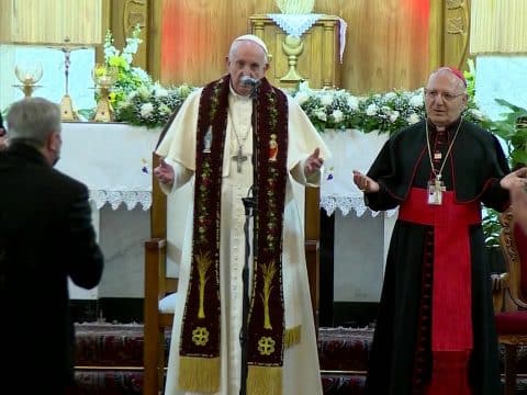 Pope Francis cathedral in Baghdad previously destroyed by Al Qaeda