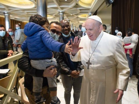 Pope celebrates name day at Vatican vaccination clinic