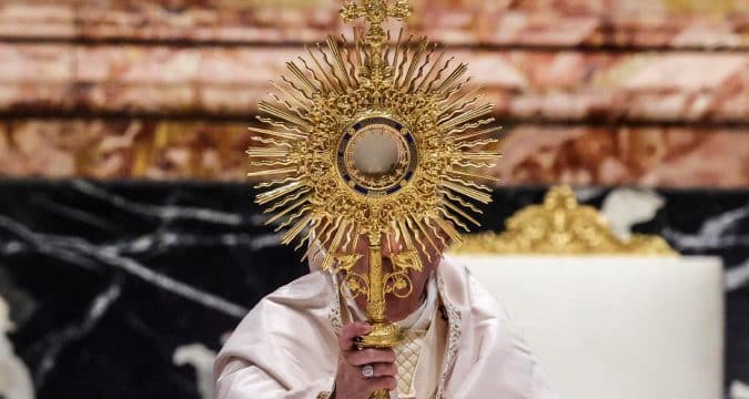 Eucharist is bread of sinners, pope says