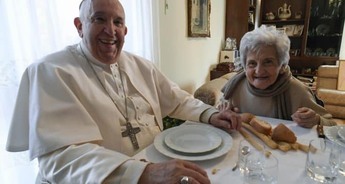 Pope visits 90-year-old cousin