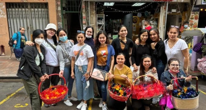 Sharing Easter eggs along Temple Street