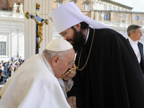 Pope greets Russian Orthodox official