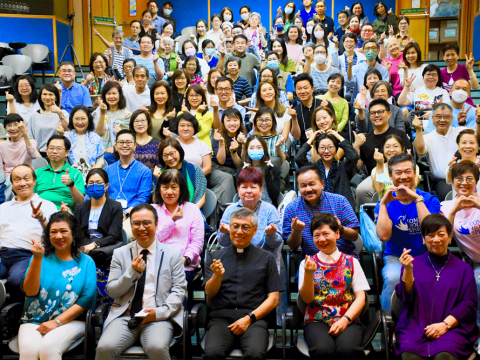 Bishop Chow welcomes the newly-baptised
