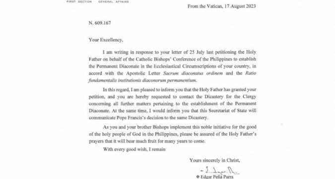 Pope approves permanent diaconate for Philippines