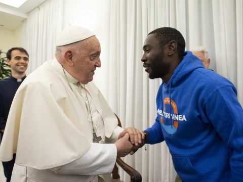 Pope welcomes migrant he’s been praying for since July