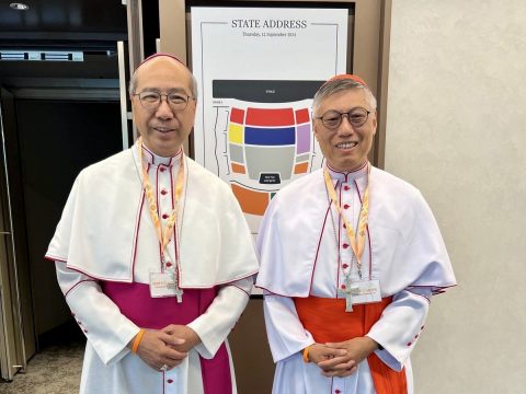Cardinal Stephen and Bishop Ha in Singapore with Hong Kong delegation