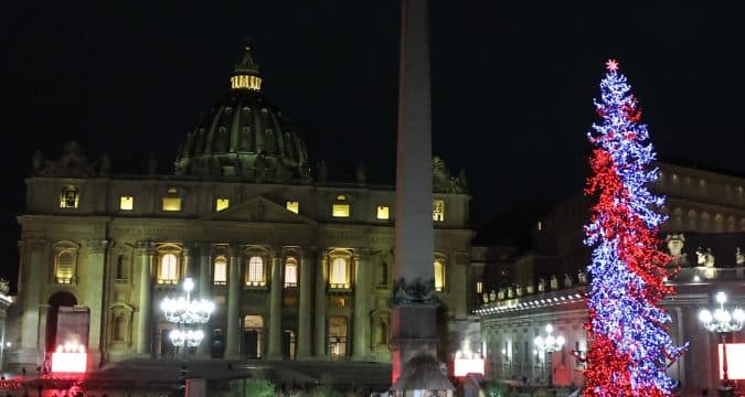 Creche and Christmas tree in St. Peter’s Square