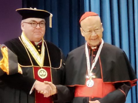 Cardinal Tong awarded honorary doctorate by University of Saint Joseph
