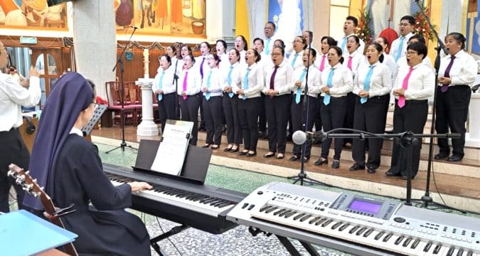 Singing in prayers at St. Joseph’s