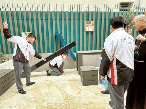 Outdoor Way of the Cross installation at school offers dramatic faith experience