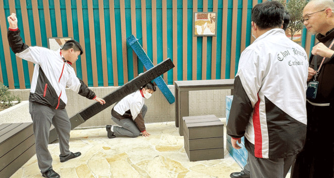 Outdoor Way of the Cross installation at school offers dramatic faith experience