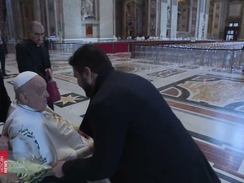 Pope Francis in St. Peter’s Basilica on Palm Sunday, 20 April 2025