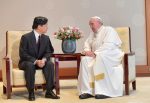 Pope Francis with Emperor Naruhito at the Imperial Palace in Tokyo on November 25. Photo: Vatican Media/­Handout via Reuters