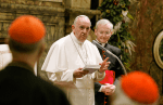 Pope Francis speaking during his annual Christmas audience with members of the Roman Curia at the Vatican on 21 December 2019. Photo: CNS