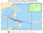 The track of Typhoon Phanfone (Ursula in the Philippines) as of December 26. Image from website of PAGASA (Philippine Atmospheric, Geophysical and Astronomical Services Administration)