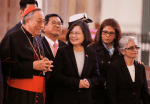 Tsai Ing-wen, centre, with Oscar Cardinal Maradiaga during a visit to the cathedral in Tegucigalpa, Honduras, in January 2017. Photo: CNS/Reuters