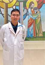 Father Yan at the chapel of Caritas Medical Centre.