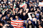Demonstrators at a January 3 protest in Teheran against the assassination of Iranian General Soleimanin. Photo: CNS/West Asia News Agency via Reuters