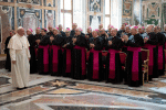 Pope Francis meeting with nuncios from around the world at the Vatican on 13 June 2019. Photo: CNS/Vatican Media)