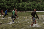Tribesmen search for food in a river which tribal people claim is being threatened by the building of the Kaliwa Dam. Photo: UCAN/Pau Villanueva