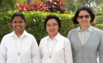 Left to right: Sister Sophia Rani Dhason, counselor; Sister Carmela Pamei,, superior delegate; and Sister Lorena Brambilla, counsellor