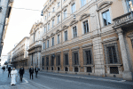 Pope Francis walking down Via del Corso to pray at the Church of St. Marcellus in Rome on March 15. Photo: CNS/Vatican Media
