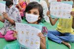 Children at a Caritas community school in Sadiq Nagar on June 24. Photo: UCAN/supplied