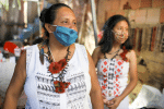 Indigenous women at the Satere Mawe Association of Indigenous Women in Manaus, Brazil, on April 24. The women have also been sewing face masks during the COVID-19 pandemic. Photo: CNS/Reuters