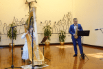 Joan Lee and Karol Kijas on the harp and saxophone. Photo: Joseph Lam