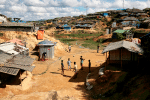 Rohingya refugees play football at a refugee camp in Cox's Bazaar, Bangladesh. File photo: CNS/Reuters