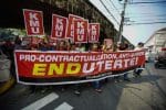 Labour rights advocates stage a protest in Manila ahead of International Labour Day. File photo: UCAN/Jire Carreon