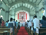 People celebrating the 130th anniversary of St. Joseph’s Chapel, Yim Tin Tsai.