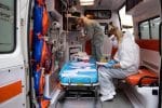 Medical workers in a mobile clinic outside the colonnade bordering St. Peter's Square. As part of the Vatican's observance of Word Day of the Poor, free Covid-19 swab tests were available for people who need them. Photo: CNS/Vatican Media