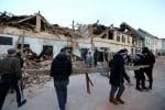 People clean debris after an earthquake in Petrinja, Croatia, Dec. 29, 2020. The following day, Pope Francis offered condolences and prayers for the victims of a magnitude 6.4 earthquake that rocked central Croatia, killing at least seven people and injuring dozens. Photo: CNS/ Reuters