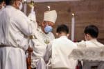 Auxiliary Pabillo celebrating Mass in Manila Cathedral to mark the 62nd anniversary of the cathedral's dedication to the Virgin Mary. Photo: UCAN/supplied