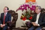 Archbishop Nguyen of Ho Chi Minh City, right, with the city’s Communisty Party chief, Nguyen Van Nen,left, on 21 December 2020. Photo: UCAN/courtesy of tgpsaigon.net