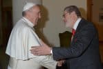 Pope Francis greeting his personal doctor, Fabrizio Soccorsi. File photo CNS /Vatican Media