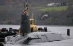 The HMS Vengeance, a Royal Navy Trident ballistic missile submarine, returning to the Faslane naval base near Glasgow, Scotland. File photo: CNS/Reuters