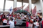 Students of the University of the Philippines protest against the government scrapping an agreement over allowing security forces on the university's campuses on January 19. Photo: UCAN/courtesy of Sophia Sibal