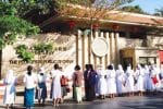 Catholic nuns pray in front of the Chinese embassy in Yangon on February 12. Photo: UCAN/SJA sisters