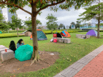Foreign domestic workers enjoying their day off in Tamar Park, Admiralty.