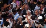 Pope Francis arrives for a meeting with families in the Mall of Asia Arena in Manila, the Philippines, in January 2015. File photo: CNS