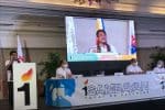 Father Alejo reciting a poem about unity and national healing at the launch of the 1Sambayan coalition in Manila on March 18. Photo: UCAN/supplied