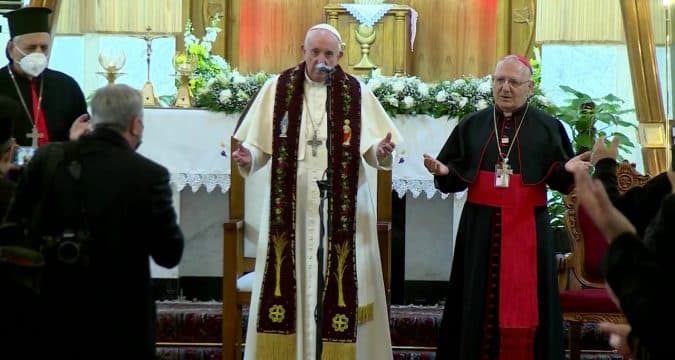Pope Francis cathedral in Baghdad previously destroyed by Al Qaeda