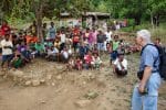 Columban Father Shay Cullen, right meets with indigenous Aeta subsistence farmers in the mountains of Zambales, the Philippines. File photos: Preda